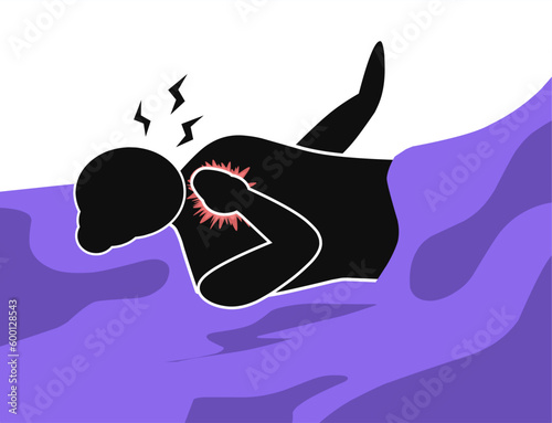 vector illustration, heart attack. Silhouette symbol. myocardial infarction.