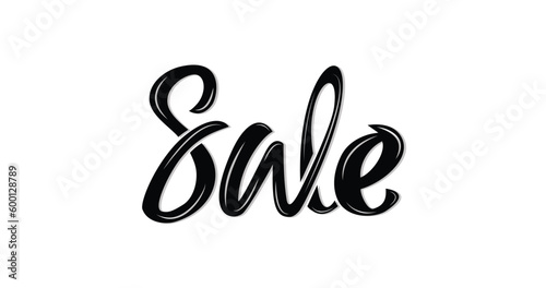 Sale text. Handwritten modern calligraphy in black color. Suitable for sentence elements for promotion cards and banners.