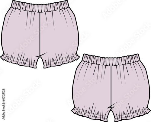 KIDS UNISEX BOTTOM WEAR SHORT FRONT AND BACK VECTOR