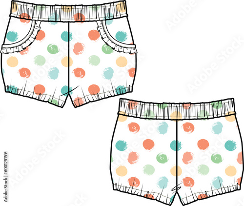 KIDS UNISEX BOTTOM WEAR SHORT FRONT AND BACK VECTOR
