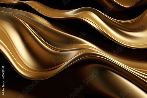 Wave golden color silk background. Generative ai.