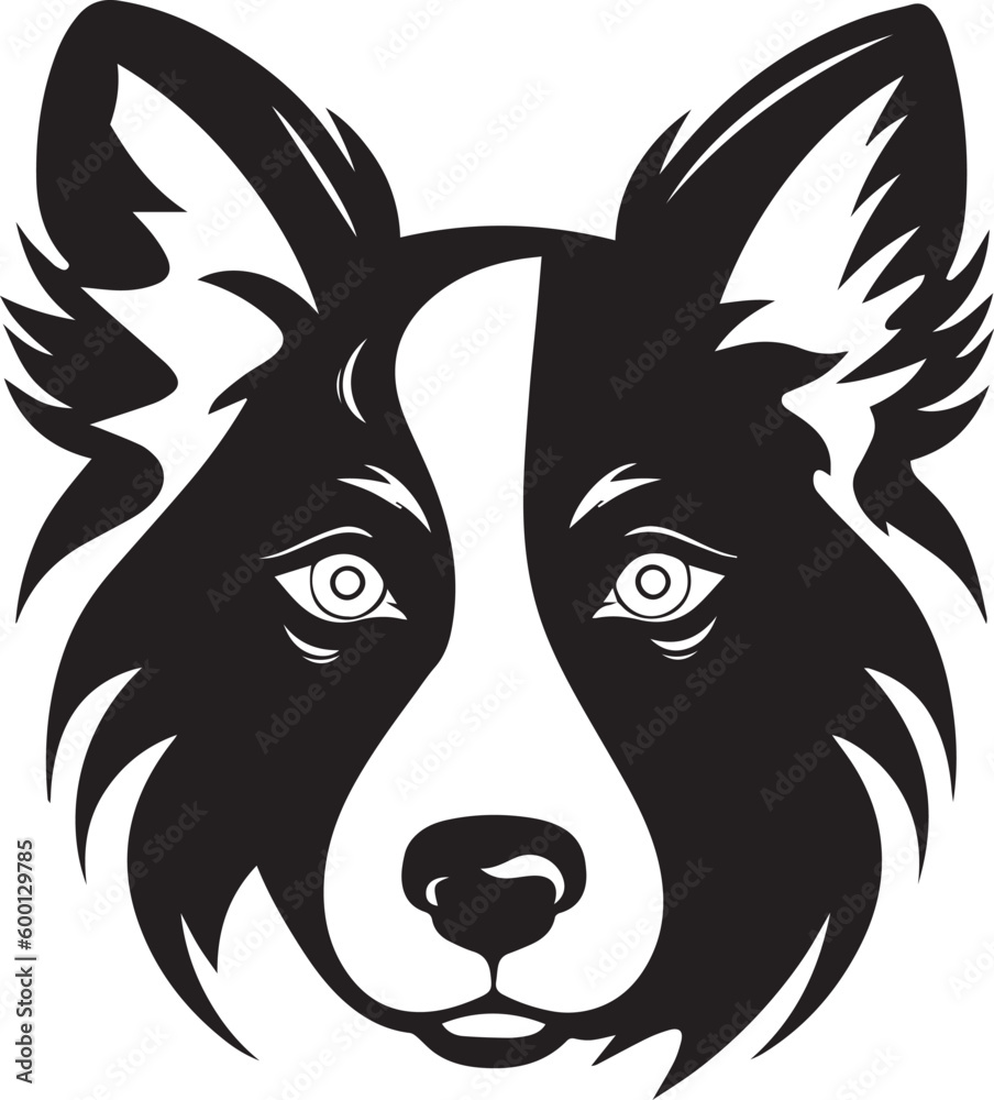 Fototapeta premium Dog head logo, Border collie face logo isolated on a white background, SVG, Vector, Illustration. 