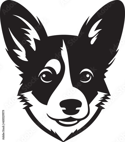 Dog head logo, Corgi face logo isolated on a white background, SVG, Vector, Illustration.	