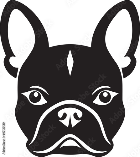 Dog head logo, French bulldog face logo isolated on a white background, SVG, Vector, Illustration.	