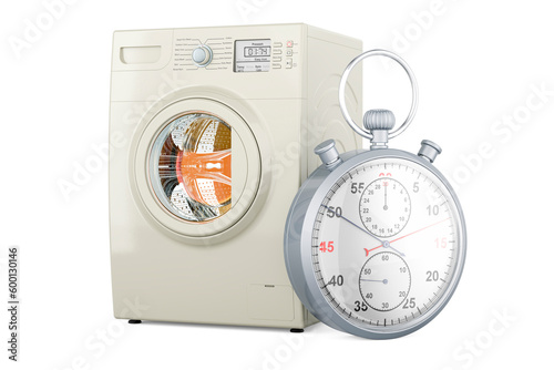 Washing machine with stopwatch, 3D rendering