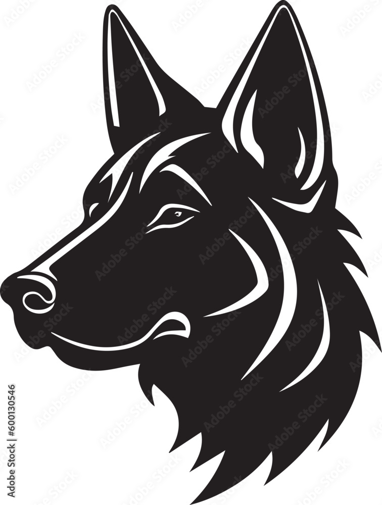 Dog head logo, German Shepherd face logo isolated on a white background, SVG, Vector, Illustration.	