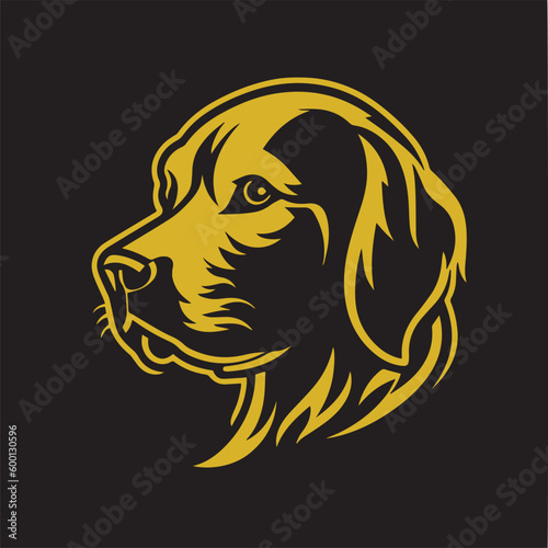 Dog head logo, Golden retriever face logo isolated on a white background, SVG, Vector, Illustration.	