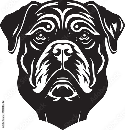 Dog head logo, Rottweiler face logo isolated on a white background, SVG, Vector, Illustration. 