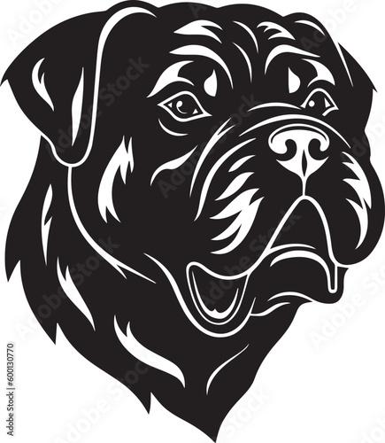 Dog head logo, Rottweiler face logo isolated on a white background, SVG, Vector, Illustration.	