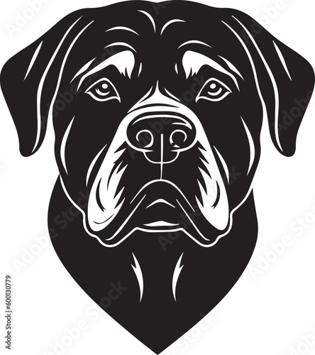 Dog head logo, Rottweiler face logo isolated on a white background, SVG, Vector, Illustration.	