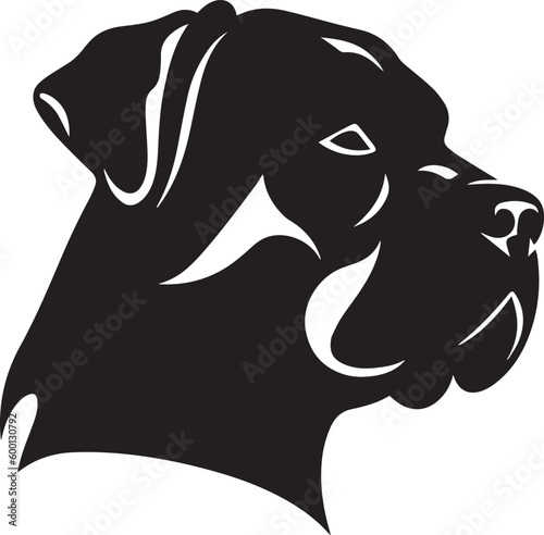 Dog head logo, Rottweiler face logo isolated on a white background, SVG, Vector, Illustration.	