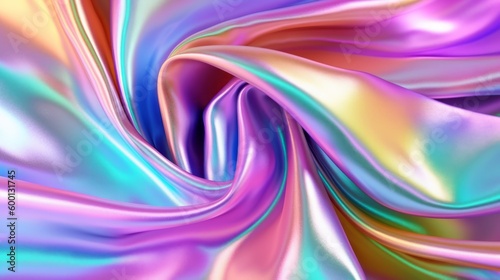 A vibrant and colorful abstract background holographic iridescent satin foil background created with Generative AI technology