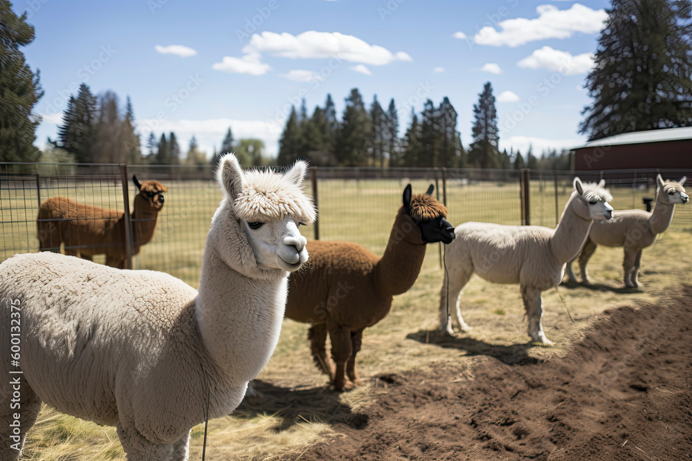 Fototapeta premium Female alpacas on a farm
