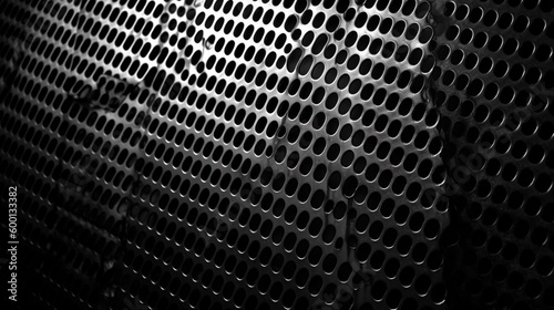 黒いパンチングメタル鋼の背景、ダークグレーの光沢のあるメタリックな質感の壁紙、ホラー怖い蜂の巣のコンセプトポスター AI