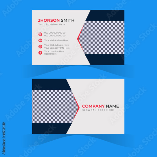 white background double side business card design, business card design for company, Simple card design for employee 