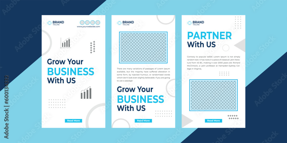 Obraz premium Social Media Story. Stories template for Grow your Business. Set of Stories Frame for Corporate Company. 