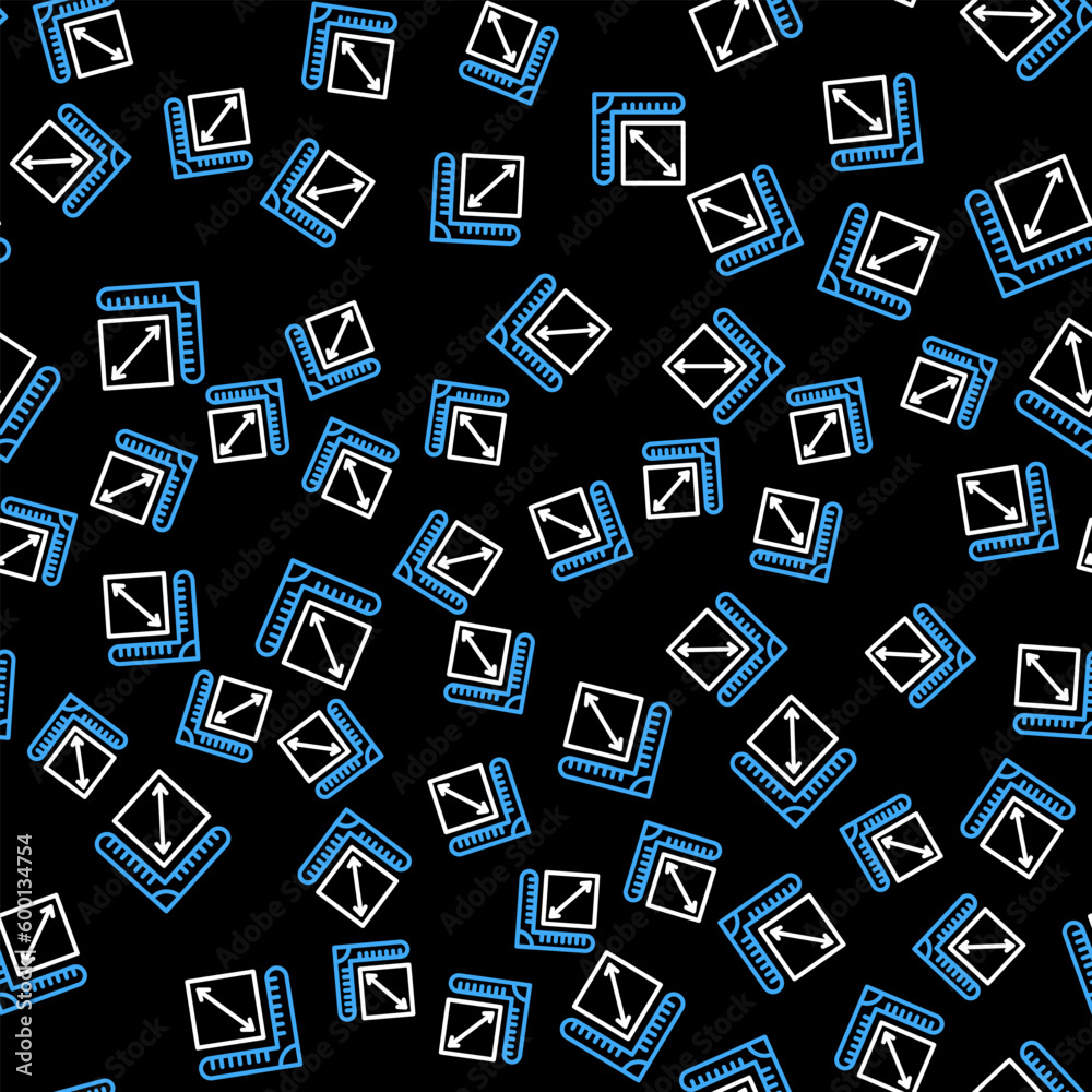 Line Paper size icon isolated seamless pattern on black background. Vector Line Paper size icon isolated seamless pattern on black background. Vector