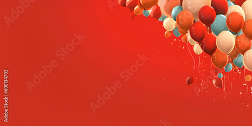Ballons on the red background, Generative AI