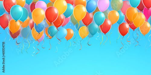 Ballons on the blue background, Generative AI