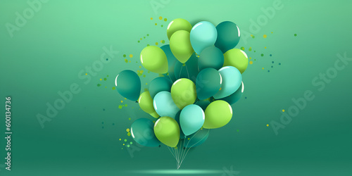 Ballons on the mint/green background, Generative AI
