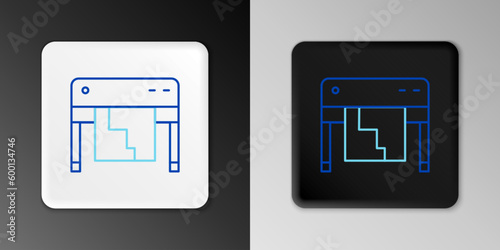 Line Plotter icon isolated on grey background. Large format multifunction printer. Polygraphy, printshop service. Colorful outline concept. Vector