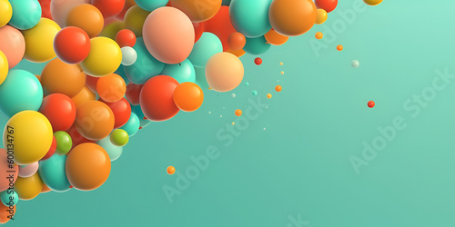 Ballons on the mint/green background, Generative AI