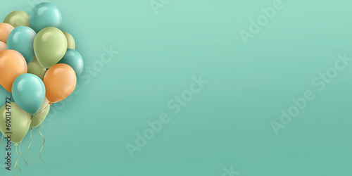 Ballons on the mint/green background, Generative AI