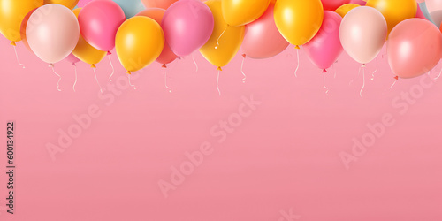Baloons on the pink background, Generative AI