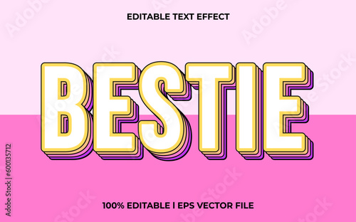 bestie 3d text effect and editable text, template 3d style use for trendy tittle
