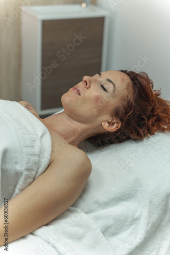 Relaxation woman massage with physiotherapist in clinic center
