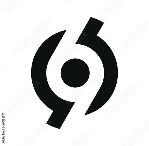 Creative digits illustration represent either 69 or 6 and 9. Incorporate the principles of the gestalt theory in this design using negative space to create a unique and visually striking style.