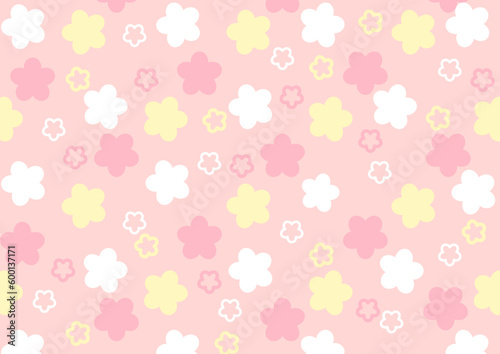 背景 三色の花柄 ピンク