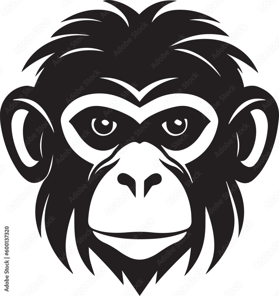 Monkey head logo, monkey face logo vector Illustration, on a isolated background, SVG	