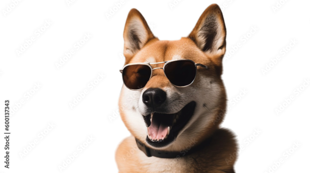 A cool dog with sunglasses on a distinct transparent background, Generative AI