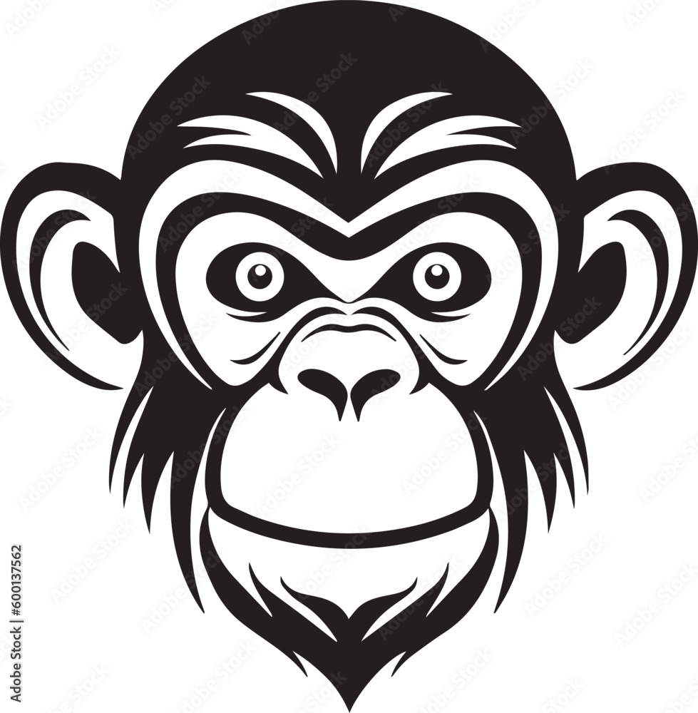 Monkey head logo, monkey face logo vector Illustration, on a isolated background, SVG	