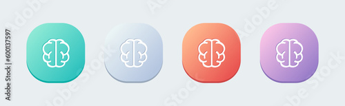Brain line icon in flat design style. Mind signs vector illustration.