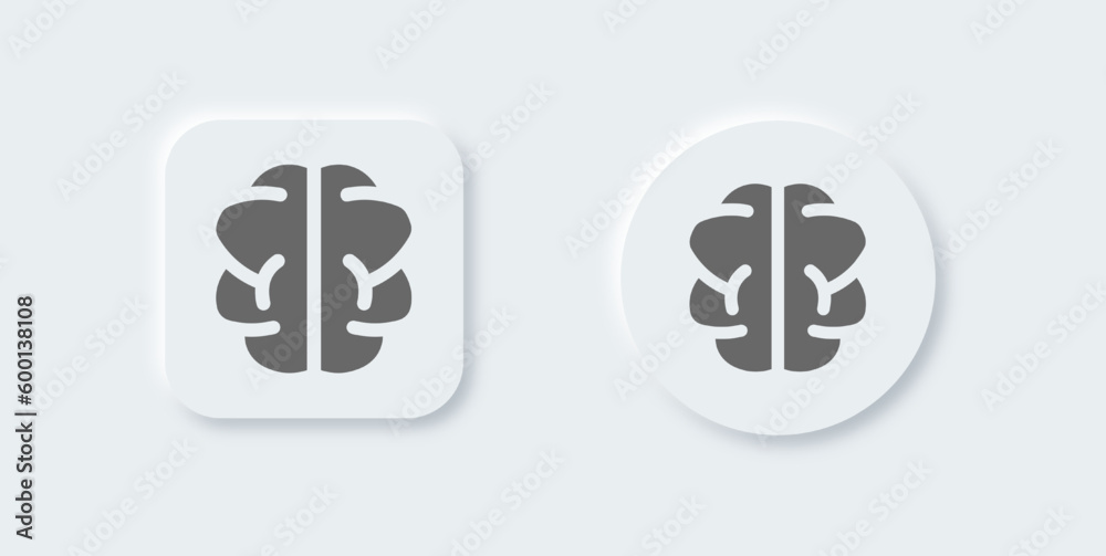 Brain solid icon in neomorphic design style. Mind signs vector illustration.