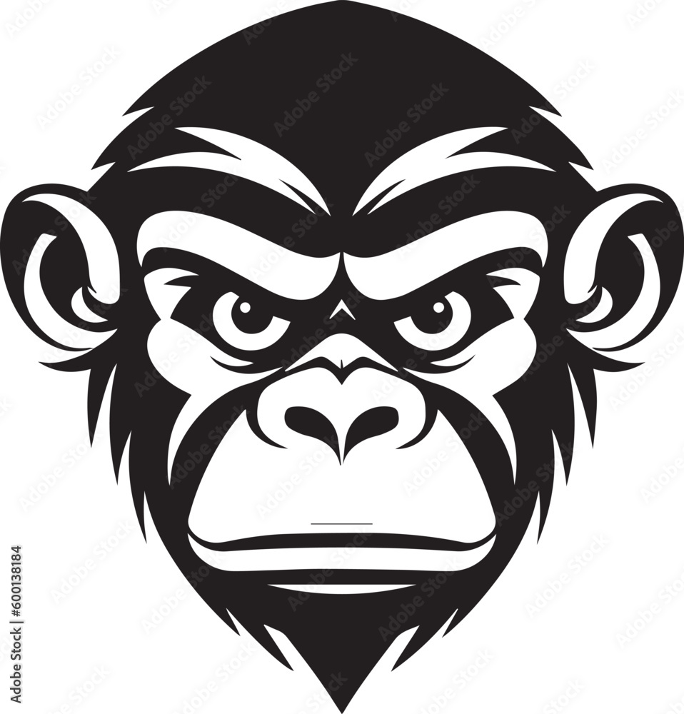 Monkey head logo, monkey face logo vector Illustration, on a isolated background, SVG	