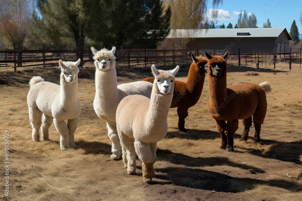 Female alpacas on a farm