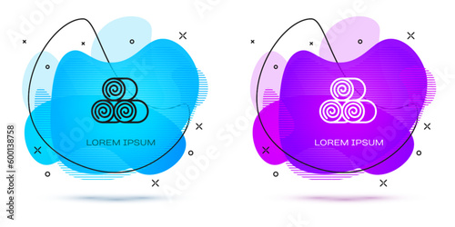 Line Roll of hay icon isolated on white background. Abstract banner with liquid shapes. Vector