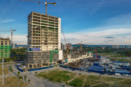 Iloilo City, Philippines - Aerial of construction inside Iloilo Business Park, a modern township forming part of the city's new CBD. photo