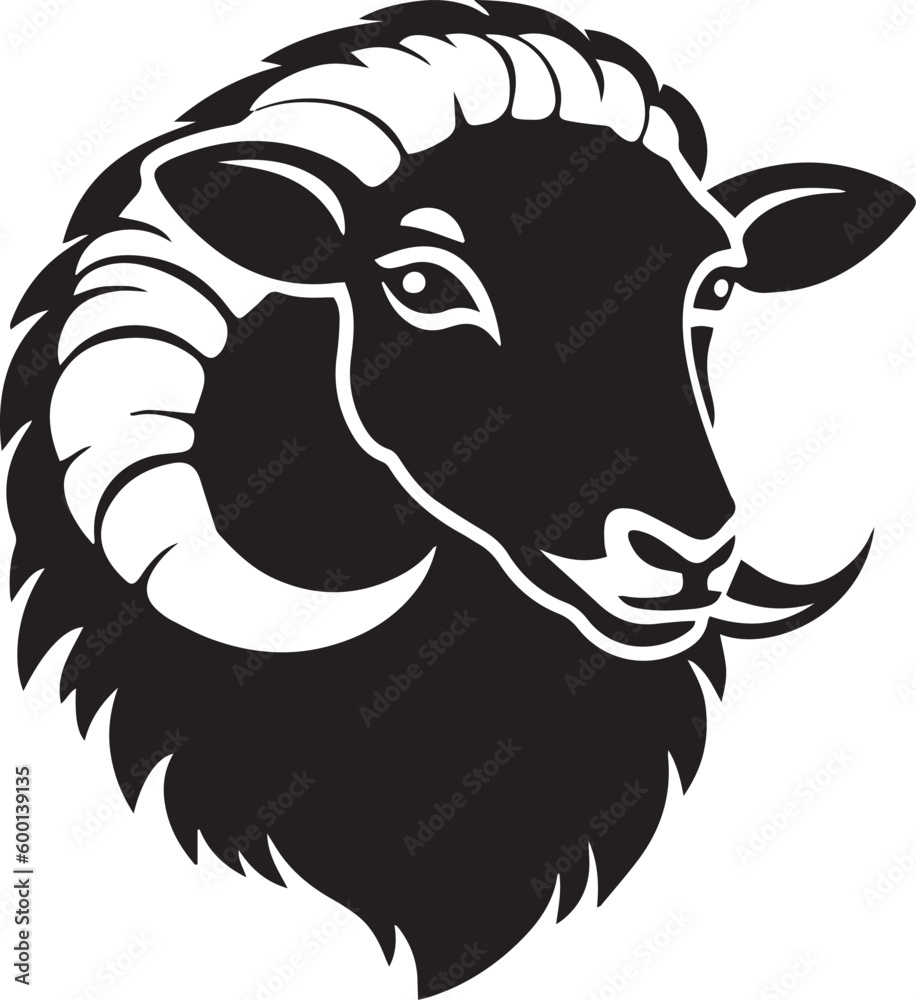 Sheep head logo icon, sheep  face vector Illustration, on a isolated background, SVG	