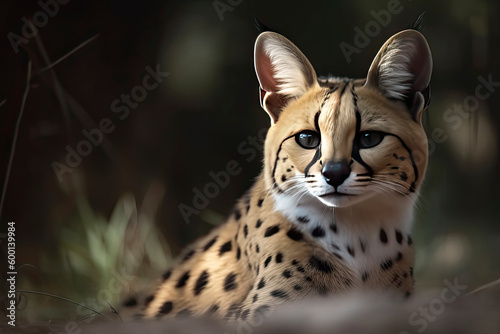 Serval, also known as Tierboskat or Leptailurus serval, is a wild cat that exists in Africa photo