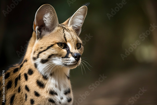 Serval, also known as Tierboskat or Leptailurus serval, is a wild cat that exists in Africa © surassawadee