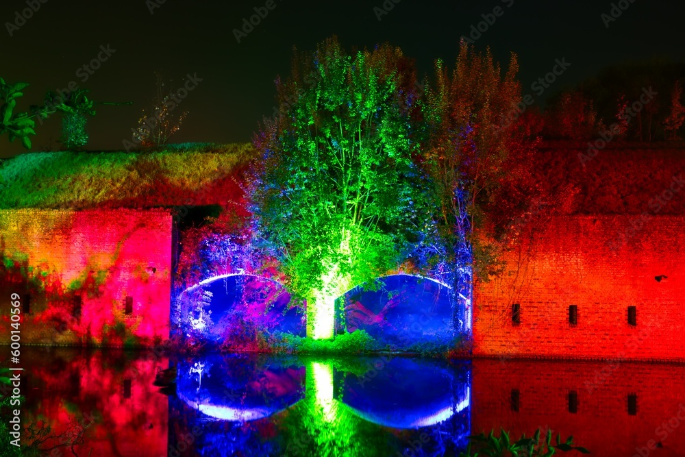 Citadel Jülich in the light and water reflection