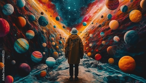colorful stones, candy and astronaut, human, Generative Ai