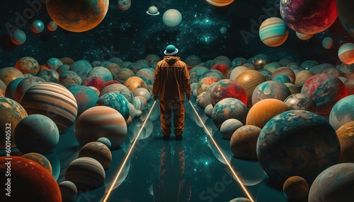 colorful stones, candy and astronaut, human, Generative Ai
