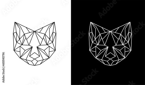 graphic vector illustration of design Polygon to a geometric cat in line art style