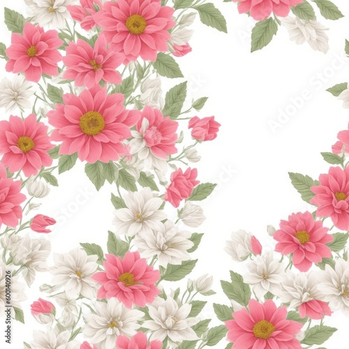 Flowers seamless pattern. Created by a stable diffusion neural network. © homeworlds