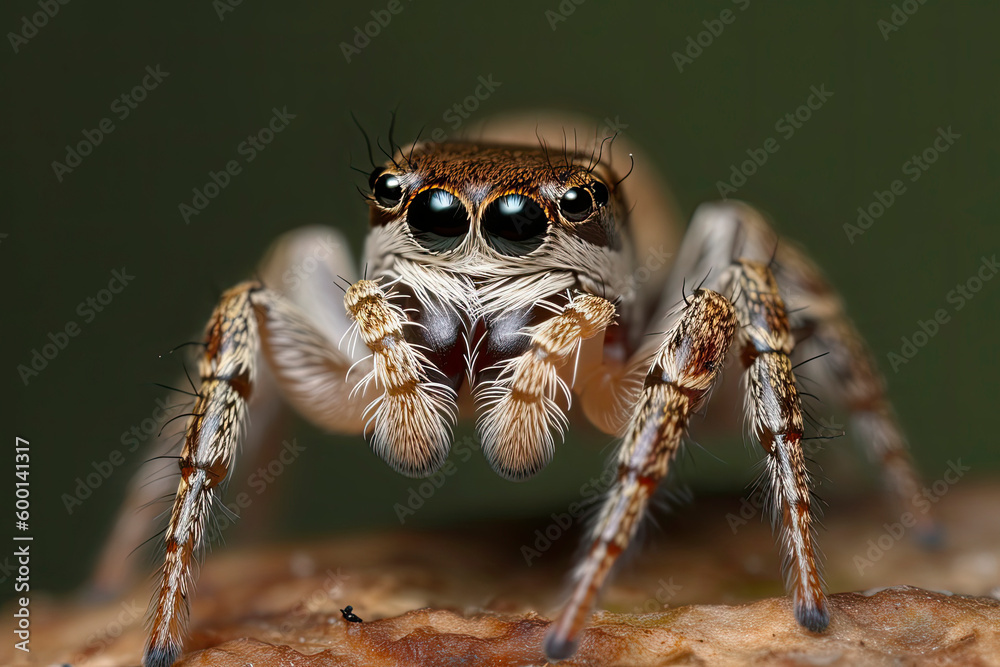Spider portrait, jumping spider portrait - Pellenes tripunctatus Spider portrait, jumping spider portrait - Pellenes tripunctatus
